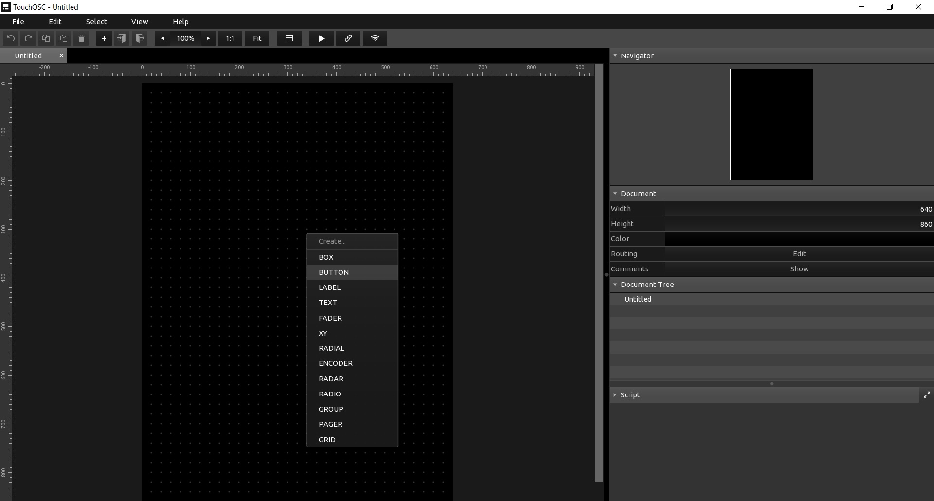 The TouchOSC interface